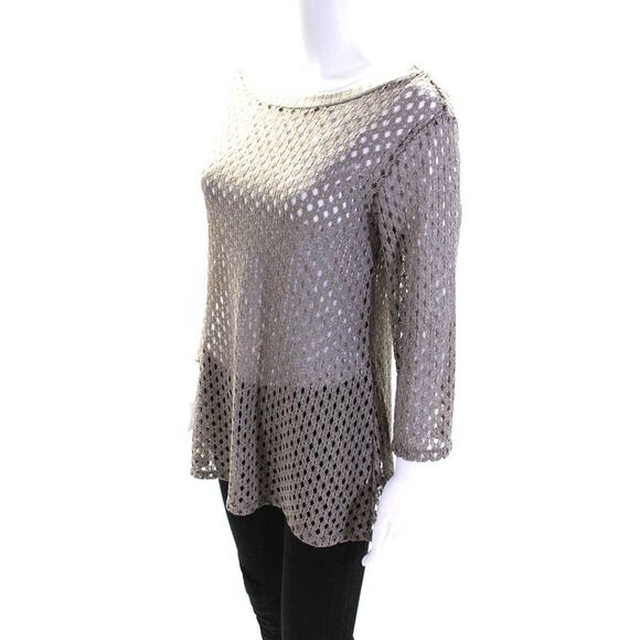 Alexis Womens Open Knit Boat Neck Pullover Sweater Gray Size Extra Small - Picture 2 of 5